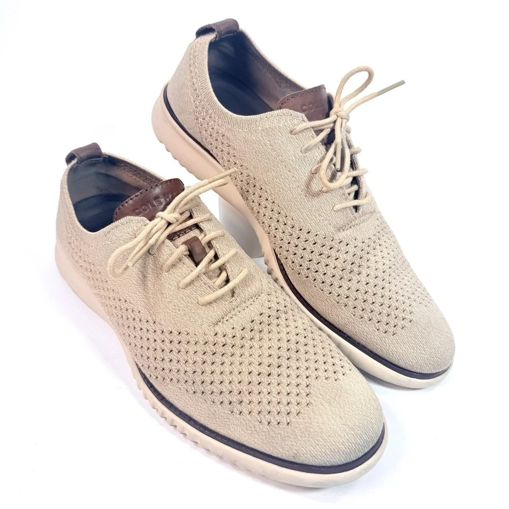 Cole Haan Mens 2.Zerogrand StitchLite Wingtip Oxford Beige C35257 Mens 10.5 M